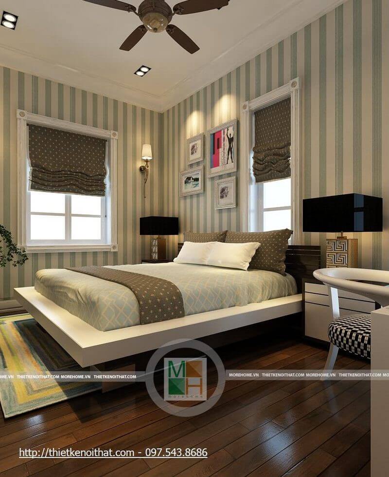 Thiết kế phòng ngủ cho bé với tông màu xanh trắng hiện đại, năng động Mẫu thiết kế nội thất biệt thự đẹp